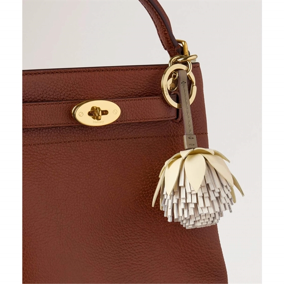 Mulberry Pom Pom Flower Keyring Buttermilk & Eggshell Mixed Material